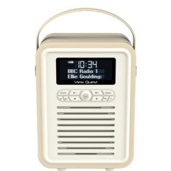 VQ Retro Mini Cream - Stylish DAB/DAB+/FM Radio and Bluetooth Speaker with Aux-In  Clock and Duo Alarm